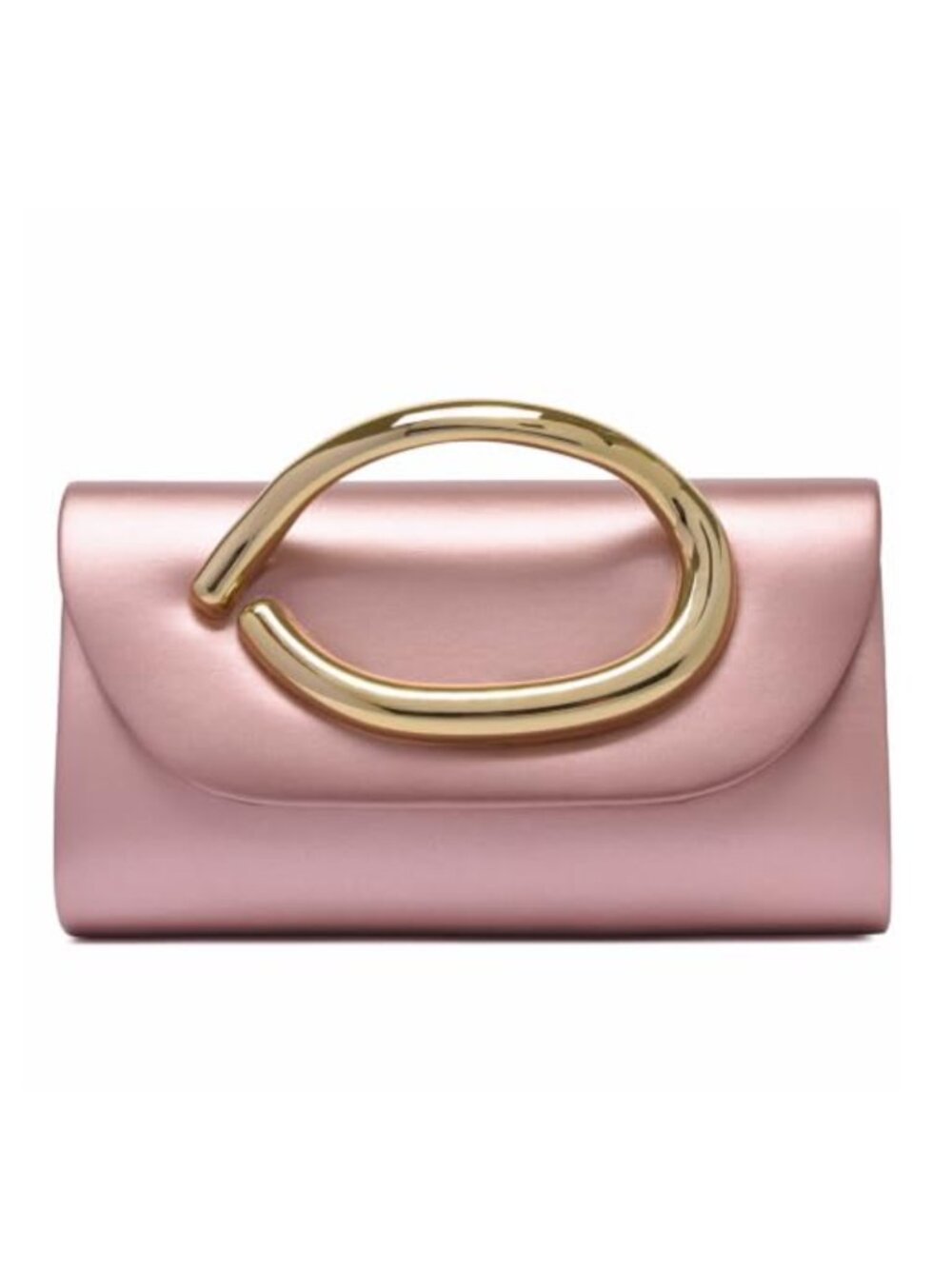Vegan Leather Clutch Evening Bag with Gold Handle & Detachable Chain